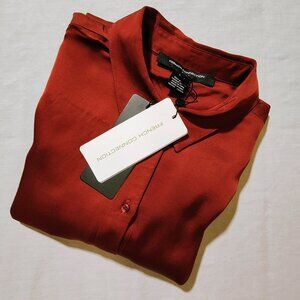 French Connection Women's Small Long Sleeve Wine Blouse NWT